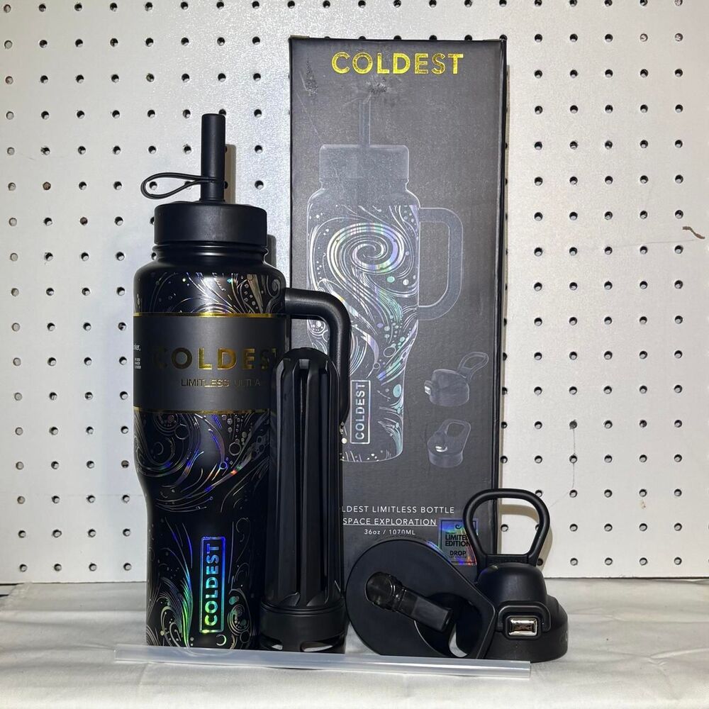 COLDEST Space Exploration 36 oz Limitless Ultra V8 Bottle 3 Lids
